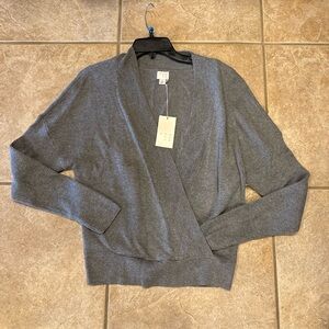 A New Day Women's Gray Criss Cross Wrap V-Neck Sweater